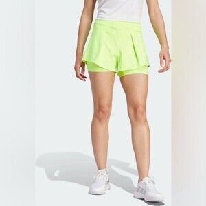 Adidas ladies tennis match shorts lucid lemon size small